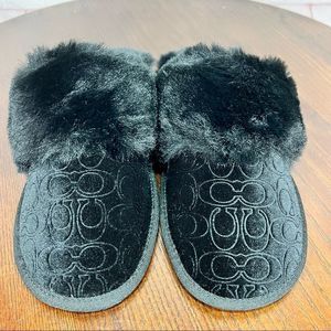 COACH Zuri Slipper plushy velvet and faux fur slippers nwt. 7
